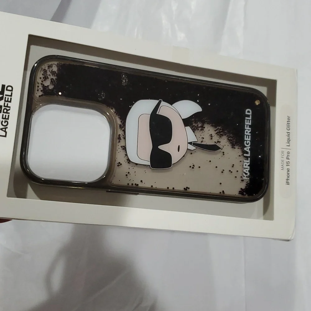 Karl Lagerfeld iPhone 15 Pro Karl figurehead liquid glitter‎ slim profile case